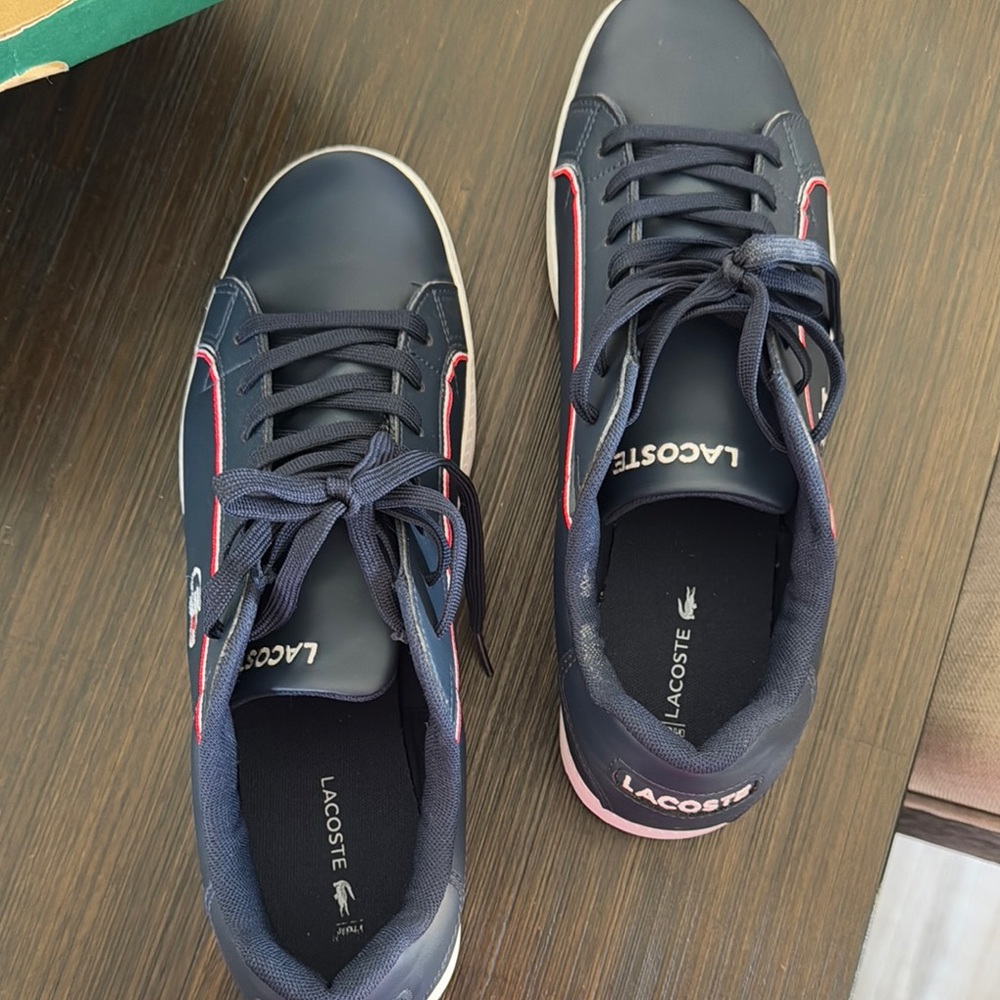 Lacoste Dark Blue Sneakers with Pink Highlights